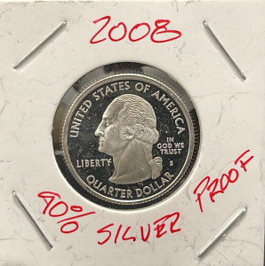 2008 Hawaii State Quarter Proof Coin, 90% Silver, Mint Mark S, United States Mint