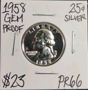 1958 PR66 Gem Proof Silver Washington Quarter