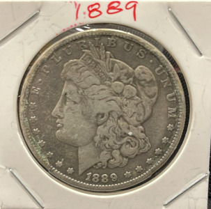 1889 Morgan Silver Dollar, Mint Mark O, 90% Silver, 1.5" Diameter