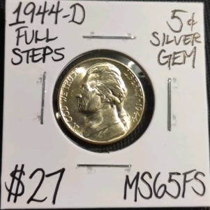 1944-D MS65FS Full Steps Gem Silver Nickel