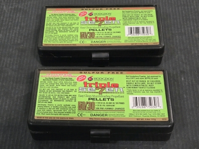 (2) Hodgdon Triple 7 Easy Clean Muzzleloading Propellant 50/30 Pellets - Sulfur Free (Partially Filled)