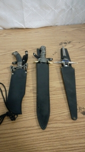 3) Fantasy Daggers/Knives 15"-19"-Medusa Hilt-Spikey Boys