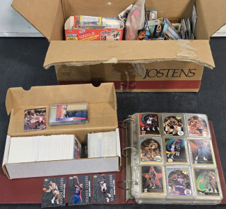 Binder & Small Box of Vintage Basketball Cards & Larger Box of Mixed Vintage Sports Cards: Includes Michael Jordan, Dennis Rodman, Karl Malone, & More!
