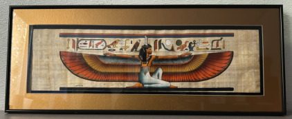 Framed Egyptian Papyrus Art by S. Zohdi, Genuine Craft from Egypt