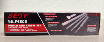 Sedy 16-Piece Punch and Chisel Set with Cloth Roll-Up Case, Model 95221