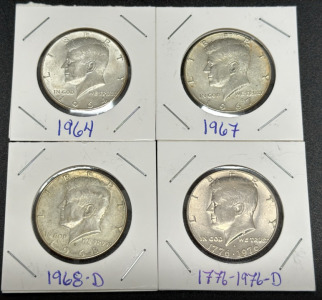 Kennedy Half Dollars Collection, 1964, 1967, 1968-D, 1776-1976-D
