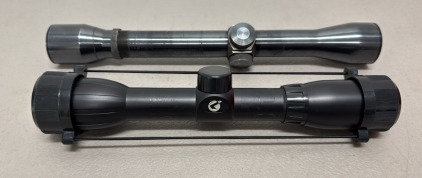 Two Rifle Scopes with Mount, Approx. 10" Length, Glossy and Matte Finishes