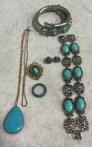 Assortment of Blue Turquoise Stone Costume Jewelry