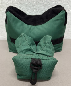 Green & Black Shooting Rest Bag Set, Nylon & Suede, Front & Rear Bags