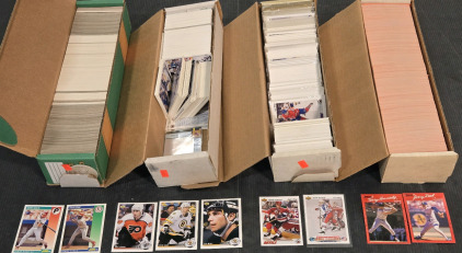 (4) Boxes of Assorted Vintage Baseball & Hockey Cards Including: Felix Jose, Terry Kennedy, Keith Tkachuck, Claude Lemiex, Cam Neely, & Much More!