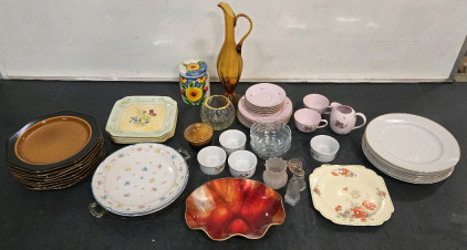 Assorted Vintage Plates, Bowls, Cups, & Decor