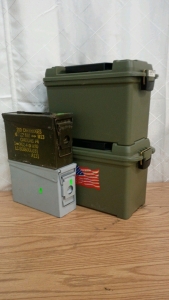 2) .50cal Plastic Ammo Cans and (2) .30cal Steel Ammo Cans- Empty
