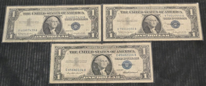 (2) 1953 Series B Blue Seal Silver Certificates & (1) 1953 Series Blue Seal Silver Certificate / +$100 Combined Value!