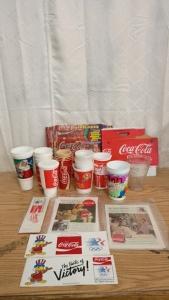 Coca Cola! Plastic Fast Food Cups, Wax Lined Cups, Giant Diet Coke Banner 1992, Vintage Magazine Advertising and More