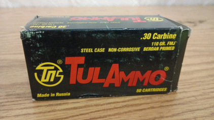 Ammo! 50rds TulAmmo .30 Carbine 110gr FMJ Steel Case