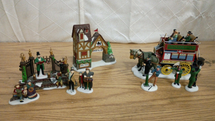 Department 56 Dickens Village Series Picadilly Gallery, 10 year Anniversary Postern and A Christmas Carol Reading