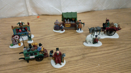 Department 56 Christmas Village Accessories Poultry Market, Hat Monger, Fleeces and Puppet Master