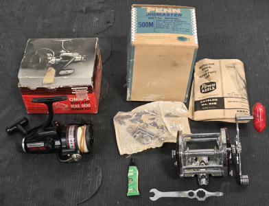 Vintage Penn Jigmaster 500M Metal Spool & Vintage Shakespeare Omni-X 2001-040 Rear Drag Spinning Reel / +$100 Combined Value!