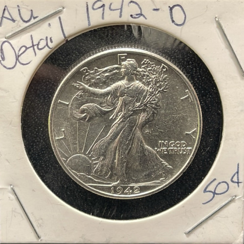 1942-D Walking Liberty Half Dollar, Denver Mint, 90% Silver