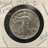 1942-D Walking Liberty Half Dollar, Denver Mint, 90% Silver