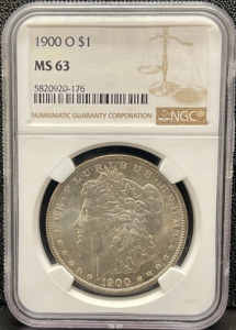 1900 O Morgan Dollar Coin, NGC MS 63, Serial 5820920-176