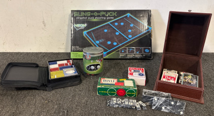 Games - Sling-a-Puck, Dice Golf Game, Domino&rsquo;s, Poker Chips & Cards