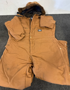 Polar King by Key Brown Insulated Canvas Carpenter Heavy Wgt Coveralls Men's 46 30 Inseam