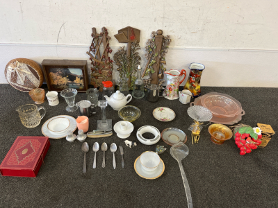 Antique Dishes, A Strawberry Birdhouse, Japanese Tea Garden Tea Pot And Vases, And Much More!!