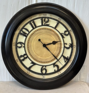 Large Black Antique Clock / 28&rdquo; L x 28&rdquo; H