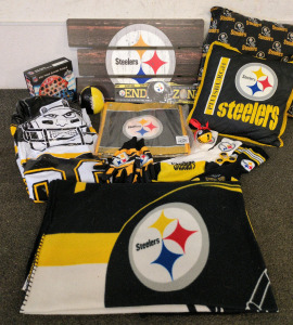 Steelers Memorabilia, Including Pillows, Salt And Pepper Shakers