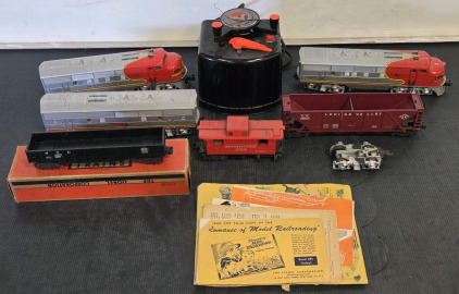(2) Antique Lionel Post-War 2353P Santa Fe Engines , 2343C B-unit , Controller Transformer , More Cars & Tracks / +$400 Combined Value!