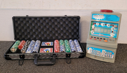 Vintage Radio Shack Electronic Casino Draw Poker Game Royal Flush 1000 And Poker Chips