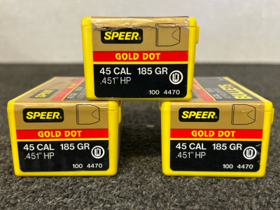 Speer Gold Dot 45 Cal 185 Gr. Hollow Point (300 Count)