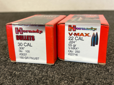 Hornady Ammunition: 22 Cal 55 Gr. And 30 Cal 150 Gr. (350 Count)