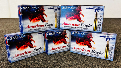 (100) Rnds Of American Eagle Military Grade 5.56x 45mm 55 Gr. FMJ