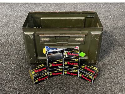 Metal Ammo Box With (450) Rnds Of Wolf 7.62x 39mm 124 Gr. Hp