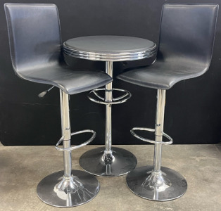Black Bar Table & Barstools W/ Adjustable Height