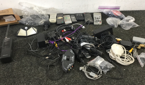 Uniden Walkie-Talkie, Box of Wires, Remotes And More