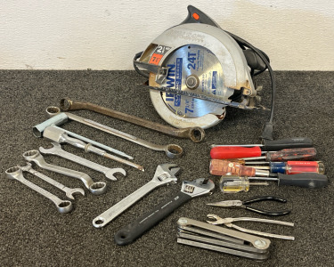 Skilsaw 7-1/4&rdquo; Circular Saw & Tools Including Screwdrivers, Wrenches & More