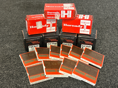 Hornady Bullets: 6mm 100 Gr, Fail Safe 30 Cal 165 Gr, And Large Pistol No.111 Model Perfect Primer Collector Boxes (Empty)