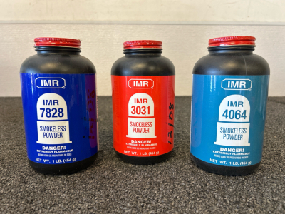 (3) Bottles Of IMR 7828/3031/4064 Smokeless Powder (3 Lbs)