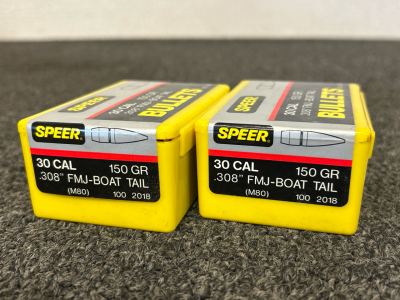 Speer Bullets: 30 Cal 150 Gr. FMJ Boat Tail (200 Count)