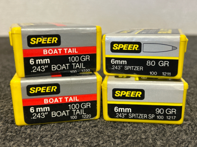 Speer Bullets: 6 mm Boat Tail 100 Gr. And 6mm 80 Gr. Spitzer (400 Count)