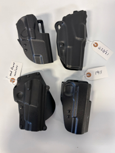 (4) Holsters: Uncle Mikes P-89, Safariland G20/21, Uncle Mikes 1911, and Fobus Medium Frame Revolver