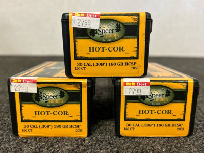 Speer Bullets Hot-Cor 30 Cal 180 Gr. HCSP (300 Count)