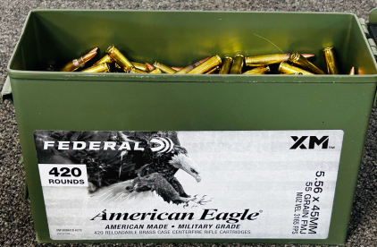 Metal Ammo Box With Federal 5.56x 45mm 55 Gr. FMJ (Approx. 420 Rnds)