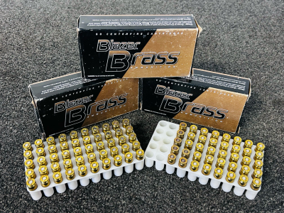 (2) Full Boxes Of Blazer Brass 9mm Luger 115 Gr. FMJ and (1) Partial Box