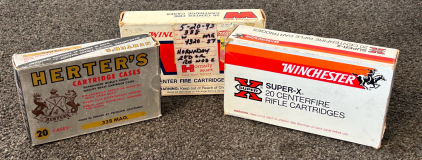(3) Boxes Of .338 Win Mag. (1) Winchester Box Missing 1 Rn.