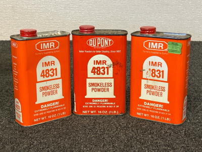 (3) Metal Cans Of IMR 4831 Smokeless Powder (3 Lbs)