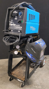 Clarke MIG130EN Dual Purpose (Gas/No-Gas) MIG Welder, Chicago Welding Helmet, And Forney 332 Portable Welding Cart